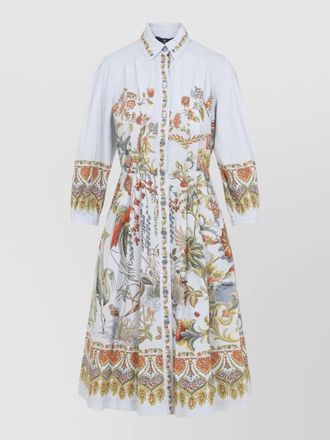 Etro midi shirt dress cinched waist pleated