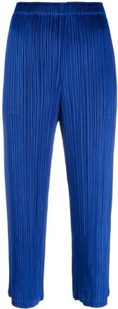 Pleats Please Issey Miyake Mc August plissé cropped trousers - women - Polyester - 5 - Blue