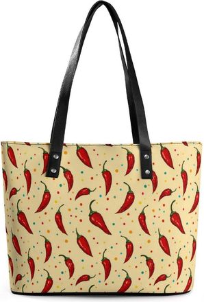 Generic Hot Chili Peppers Colorful Dotted Tote Bags for Women Cute Shoulder Purses Handbags