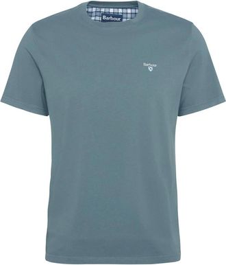 Barbour T-Shirts, male, Blue, Size: S Classic T-shirt with Tartan Details