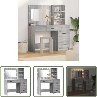 vidaXL vidaXL Tavolo da trucco con luci LED - Tavolo da Trucco con cassetto Grigio chiaro 78.5 x 41 x 135 cm