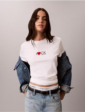 Calvin Klein Jeans Calvin Klein Womens Heart Logo Classic T-Shirt - White - XL