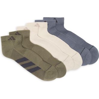 adidas All Day Training 3-Pack Ankle Socks in Olive Green/Alumina/Grey at Nordstrom Rack, Size Large