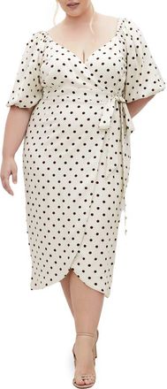 City Chic Claudine Faux Wrap Chiffon Midi Dress in Sweet Spot at Nordstrom, Size Xl