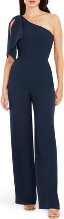 Dress The Population Tiffany One-Shoulder Jumpsuit in Midnight Blue B at Nordstrom, Size Xx-Small