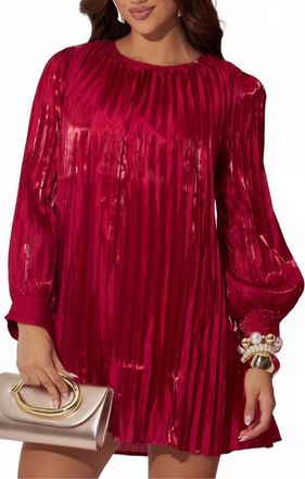 Entro Stella Metallic Mini Dress In Red
