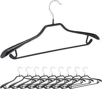 Relaxdays Relaxdays Pack De 10 Perchas Ropa Antideslizantes Para Trajes Con Barra, Metal Y Pvc, Negro, 45 Cm