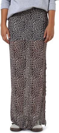 Noisy May Lesley Print Maxi Skirt in Grey Leopard at Nordstrom, Size Medium