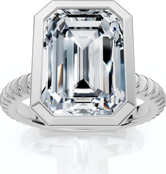 Pompeii3 Certified 4Ct Bezel Solitaire Diamond Engagement Ring 14k Gold Lab Grown