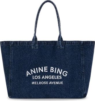 Anine Bing Leo Denim Tote - Dames - Shoppers - Blauw - ONE Size - Denim - Tassen