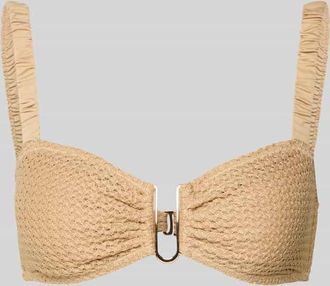Jake*s Casual Bikini-Oberteil mit Strukturmuster in Taupe, Gr&ouml;&szlig;e XS