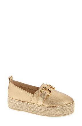 Chocolat Blu Nabi Platform Espadrille in Gold Leather at Nordstrom, Size 7.5-8Us