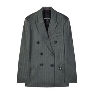 Patrizia Pepe Dames, Jassen, Grijs, Maat: XL Leer