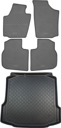 OEM Juego De Alfombrillas De Goma Para Coche Y Alfombrilla Para Maletero Para Skoda Rapid Hatchback (5 Puertas) De Octubre De 2012 A Marzo De 2019