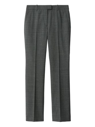 Burberry Check wool tailored trousers - women - Wool - 12 - Grey
