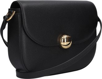 Furla Tassen, Dames, Zwart, ONE Size, Leer, Moonlight S Crossbody Round