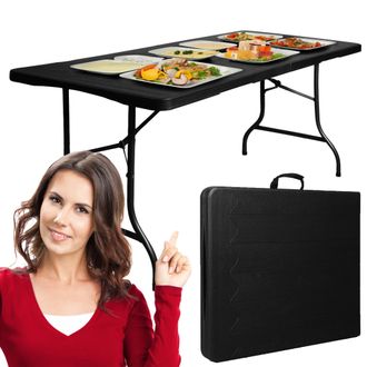 OEM Mesa Plegable Grande Para Catering En Jardines Y Banquetes, 180 Cm, Madera, Maleta
