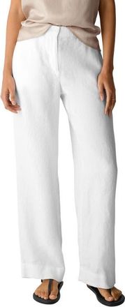 Eileen Fisher Straight Leg Linen Pants in White at Nordstrom, Size Xx-Small