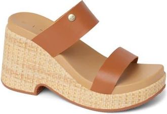 Reef Sunset Ibiza Platform Slide Sandal in Leather Brown at Nordstrom, Size 11