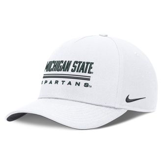 Nike Michigan State Sideline Practice Rise Nike Mens Dri-FIT College Adjustable Hat in White | NC0610AMST-RKB