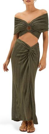 Vix Solaro Ring Off the Shoulder Cover-Up Top in Green at Nordstrom, Size X-Small