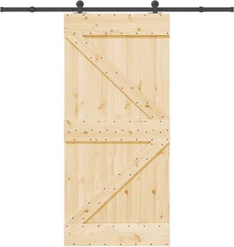 vidaXL Vidaxl - Puerta Corredera Con Herrajes Madera Maciza De Pino 95x210 Cm
