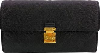Louis Vuitton Noir Leather Long Wallet (Bi-Fold) (Pre-Owned)