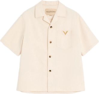 Valentino Garavani Camicia M/Corte Denim - Heren - Korte mouwen Overhemden - Wit - L - Denim - Overhemden