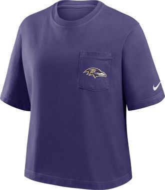 Nike Baltimore Ravens Rewind Pocket Boxy Nike Womens NFL T-Shirt in Purple | 11CM52M8G-WZ9