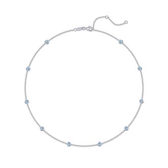 Lafonn Womens Simulated Topaz Station Necklace In Silver