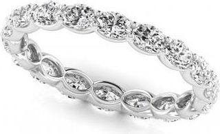 Allurez Oval Cut Diamonds Eternity Ring Wedding Band 14K White Gold (2.00ct)