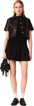 Maje Cropped leather jacket in Black at Nordstrom, Size 42 Eu