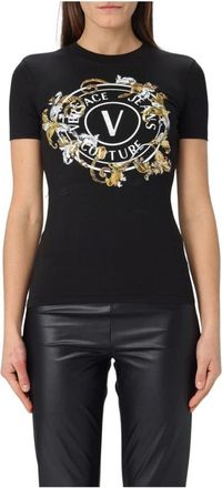 Versace Jeans Couture Tops, Dames, Zwart, 2Xs, Couture Logo Slim Fit Tee