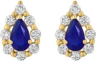 Effy Pear Cut Sapphire & Diamond Halo Stud Earrings in Blue at Nordstrom Rack