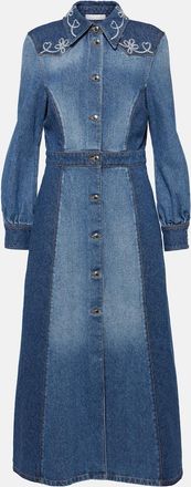 Chloé Embroidered denim shirt dress