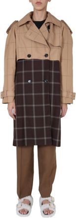 Marni Double-Breasted Trench Coat With Two-Tone Design