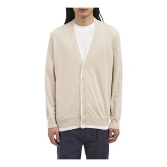Paolo Pecora Cardigans, male, Beige, Size: XL Cardigan in Cotone