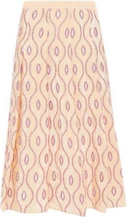 Marni Belted cutout metallic embroidered taffeta skirt Size L