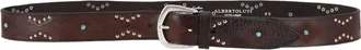 Alberto Luti Laser-Etched Leather Studded Belt