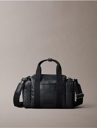 Calvin Klein Mens Coated Emblem Logo Crossbody Bag - Black
