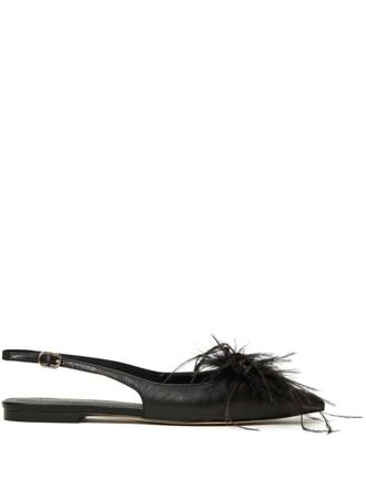 Twin-Set Slingback ballerinas met veren detail - Zwart