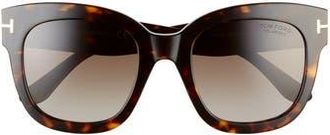 Tom Ford Beatrix 52mm Polarized Gradient Square Sunglasses in Dark Havana /Brown at Nordstrom Rack