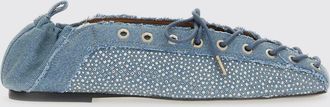 Ganni Ballerina Ganni in denim di cotone con strass applicati