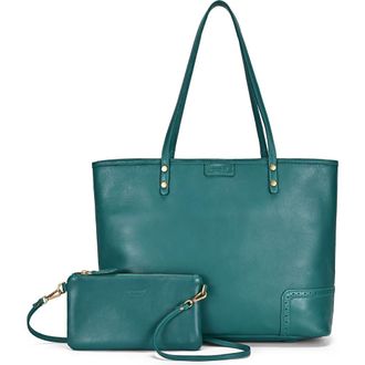 OLD TREND Camellia Medium Reversible Leather Tote in Teal at Nordstrom