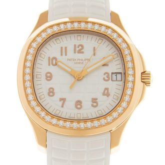 Patek Philippe Pre-owned Patek Philippe Aquanaut Diamond White Dial Ladies Watch 5268/200R-001
