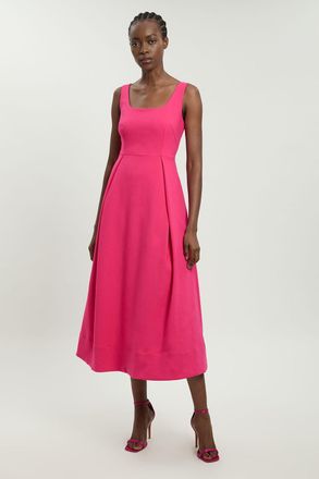 Karen Millen Womens Tailored Full Skirt Midi Dress - Pink - Size 16 UK