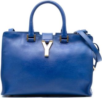 Saint Laurent Pre-owned Handbags, female, Blue, Size: ONE SIZE Pre-owned Cassandre Satchel Bag