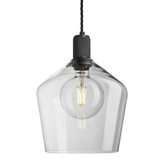 Industville Knurled Glass Schoolhouse Pendant - 10 Inch in Black | Size: 10 inches