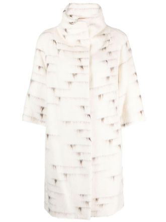 PESERICO patterned-jacquard single-breasted coat - women - Virgin Wool/Alpaca/Polyamide/Viscose - 46 - White