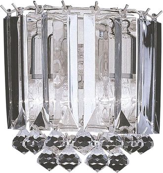 Searchlight Applique Classica Sigma Acciaio Cromo Policarbonato Trasparente 2 Luci E14